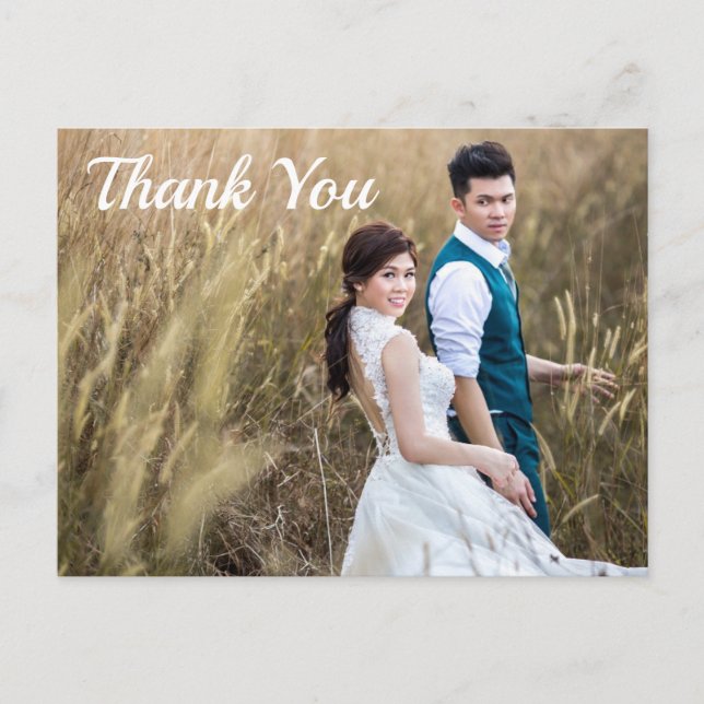 Carte postale à double face mariage Photo Merci (Devant)
