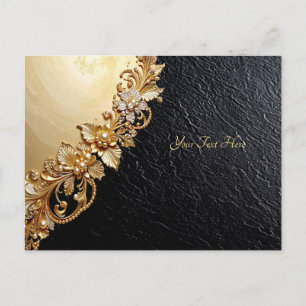 Carte postale à embellissements floraux dorés