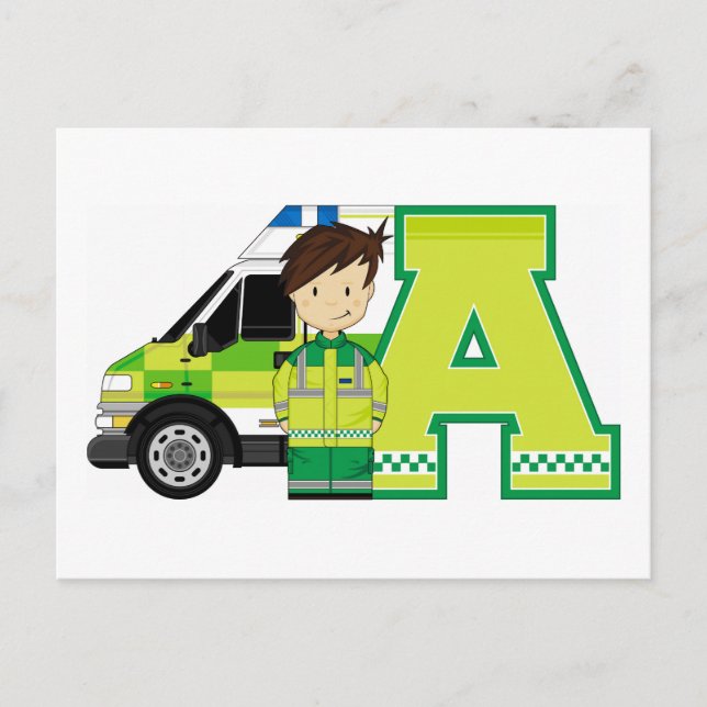 Carte Postale A est pour Ambulance (Devant)