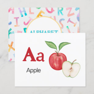 Carte Postale A est pour Apple - Alphabet Flash Card