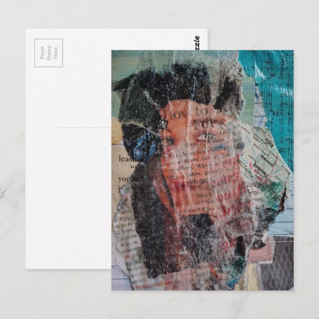 Carte Postale A Face Mixed Media Collage