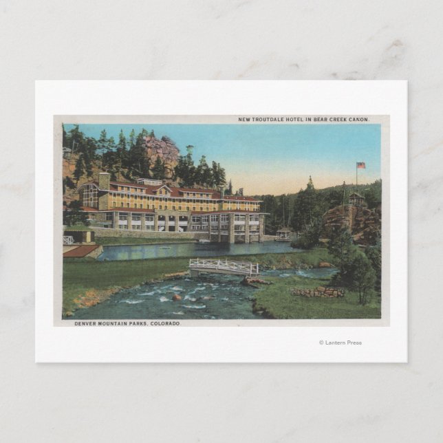 Carte Postale À feuillage persistant, CO - Troutdale Hotel, Bear (Devant)
