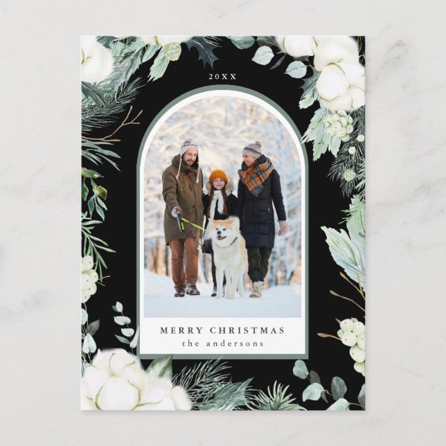 Carte Postale À feuillage persistant & Coton Flower Arch Photo H (Devant)