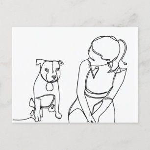 Carte Postale A Girl and Her Dog