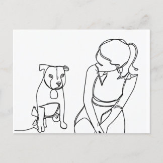 Carte Postale A Girl and Her Dog
