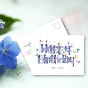 Carte postale à la main Dusty Blue Joyeux annivers