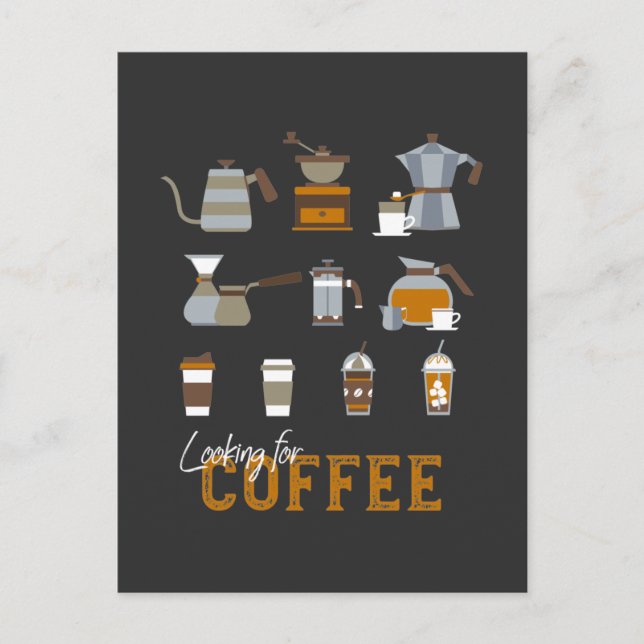 Carte Postale À la recherche d'un délicieux verre de café (Devant)
