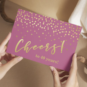 Carte Postale À la santé de 40 ans ! Paillettes dorées glamour