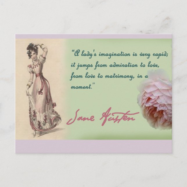 Carte Postale A Ladies Imagination, Jane Austen cite (Devant)