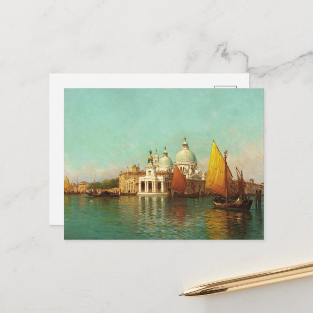 Carte Postale A L'Entrée Du Grand Canal, Venise (Devant/Arrière en situation)