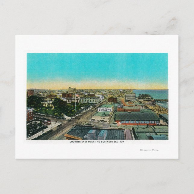 Carte Postale À l'est par rapport à Business Section, Long Beach (Devant)