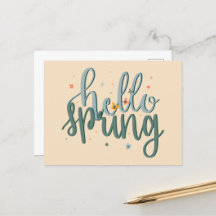 Carte postale à lettres main Hello Spring