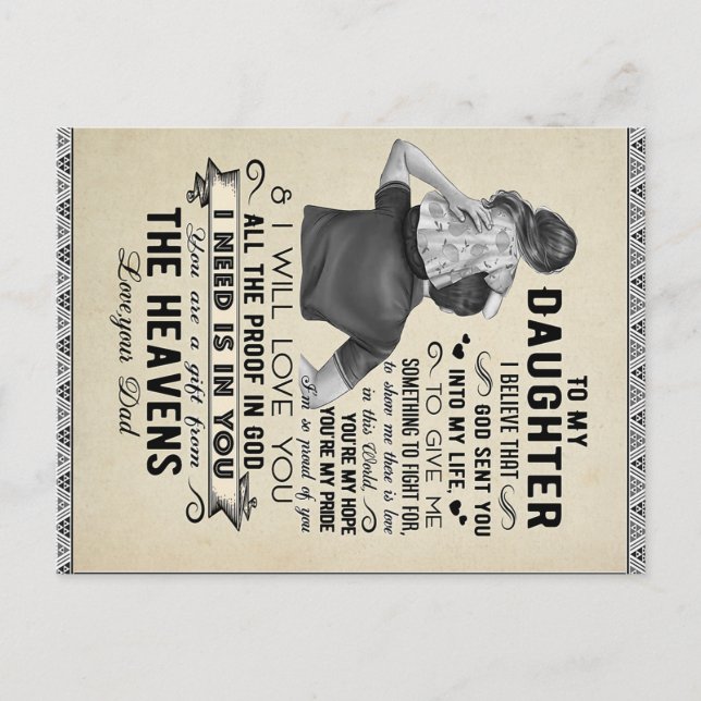 Carte Postale À ma fille, cadeau d'anniversaire de fille, bébé f (Devant)