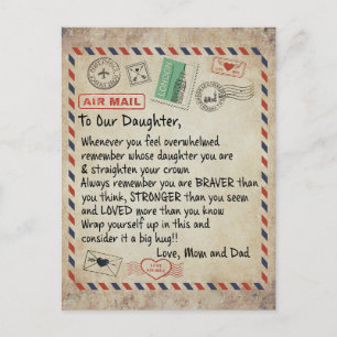 Carte Postale À Mon Don Fille, Lettre D'Amour À Notre Fille