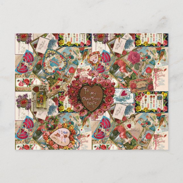 Carte Postale À mon propre vrai amour ~ Valétines Vintages (Devant)