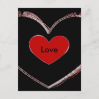 Carte postale à motif d'amour Pop Art à cœur rouge