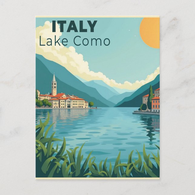 Carte Postale A Nostalgic Classic Travel Poster – Italy Lake Com (Devant)