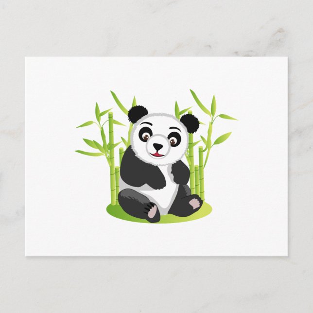 Carte Postale A Panda et son Bambou (Devant)