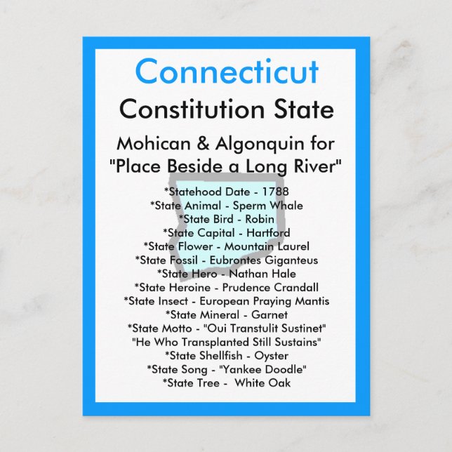 Carte Postale A propos du Connecticut (Devant)