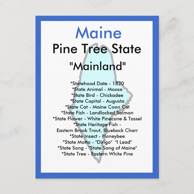 Carte Postale À propos du Maine (Devant)