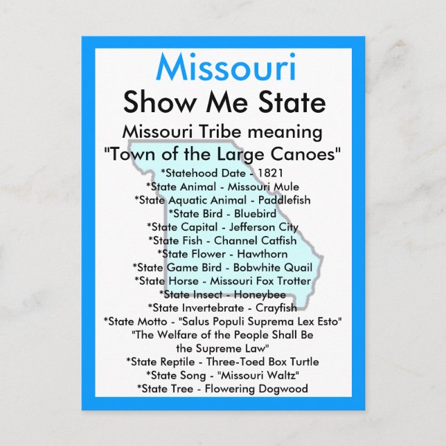 Carte Postale À propos du Missouri (Devant)