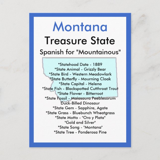 Carte Postale A propos du Montana (Devant)