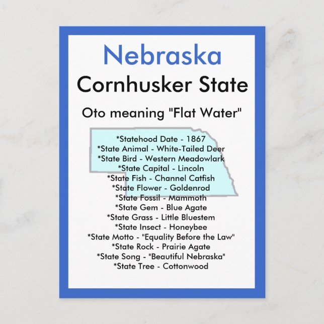 Carte Postale À propos du Nebraska (Devant)