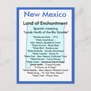 Carte Postale À propos du Nouveau-Mexique
