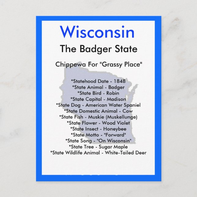 Carte Postale À propos du Wisconsin (Devant)