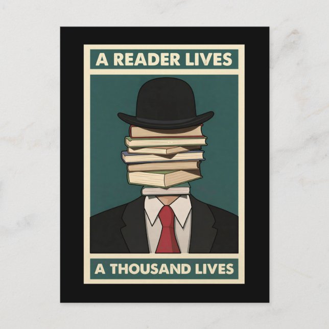 Carte Postale A Reader Lives a Thousand Lives Bibliophile Wisdom (Devant)