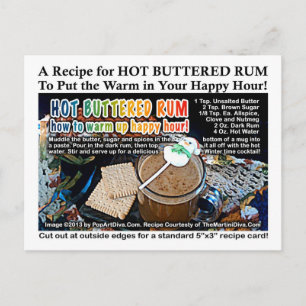 CARTE POSTALE À RECETTES DE RUM CHAUD