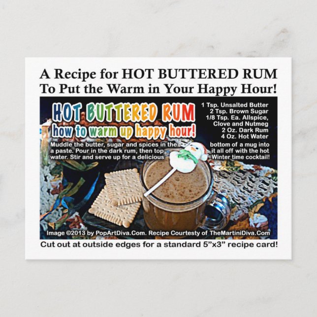 CARTE POSTALE À RECETTES DE RUM CHAUD (Devant)
