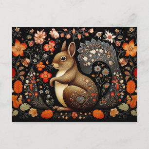 Carte Postale a Squerrl surrounded by flowers in dark colors