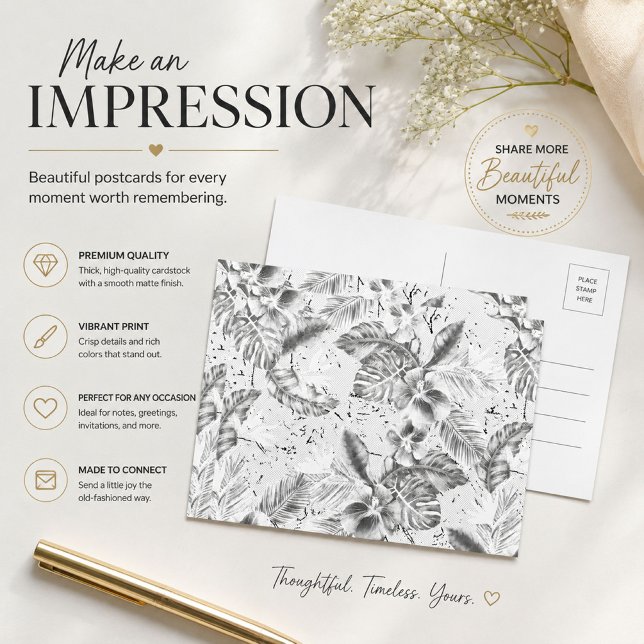 Carte postale à surface texturée | Design monochro (Créateur téléchargé)
