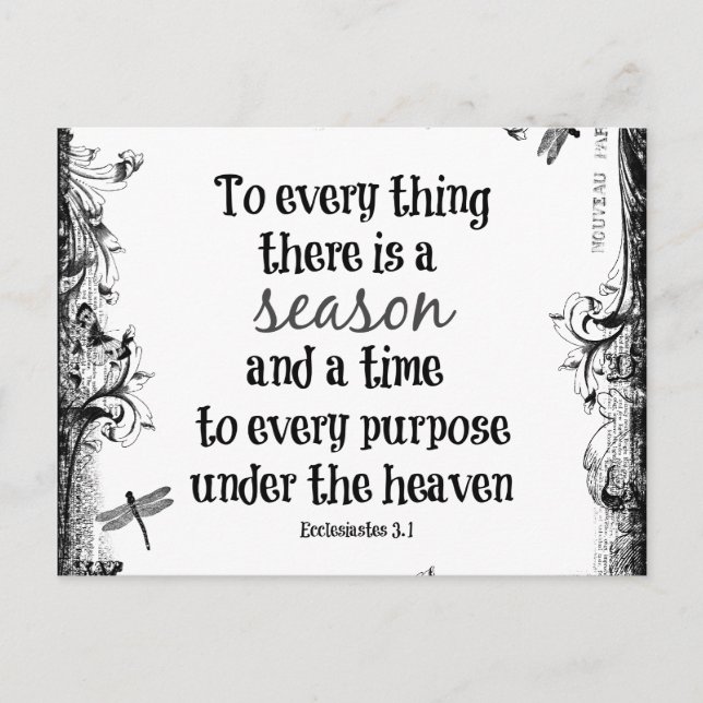 Carte Postale À tout il ya une saison Bible Verse (Devant)