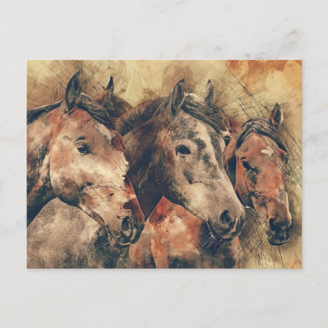 carte postale à trois chevaux (Devant)