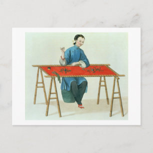 Carte Postale A Woman Embroidering