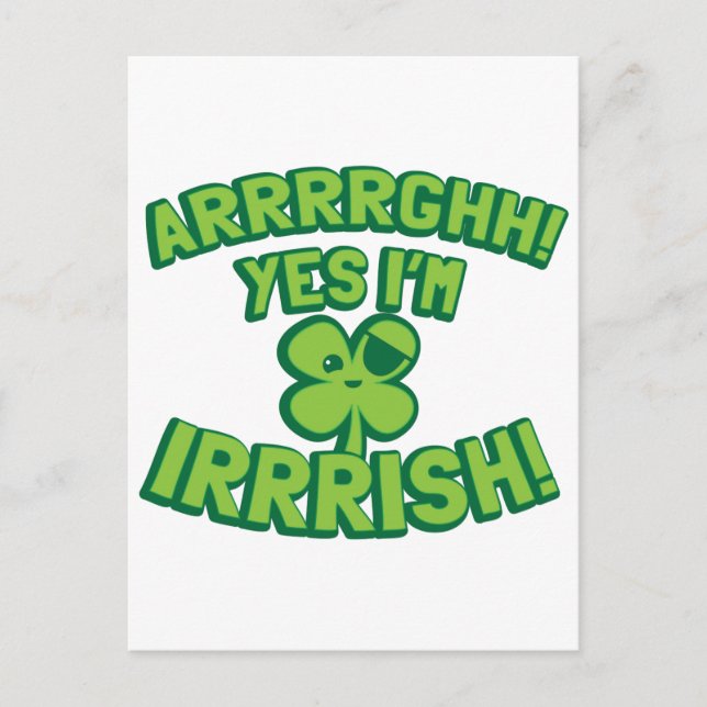 Carte Postale AARGHH OUI, je suis IRLANDAIS avec un SHAMROCK pir (Devant)