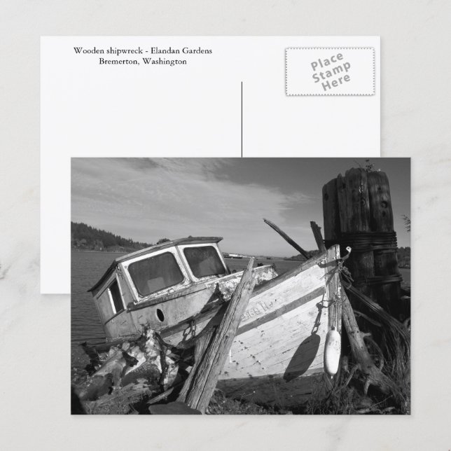 Carte Postale Abandon de l'épave en noir et blanc Photo (Devant / Derrière)