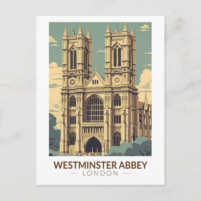 Carte Postale Abbaye de Westminster Angleterre Voyage Art Rétro (Devant)