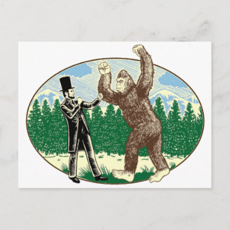 Carte Postale ABE LINCOLN : SASQUATCH HUNTER - Funny Bigfoot Log
