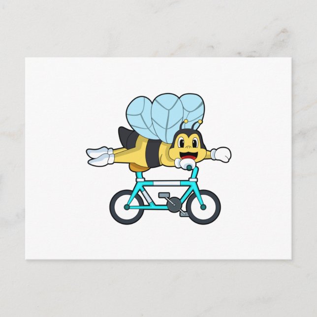 Carte Postale Abeille avec bicyclette (Devant)