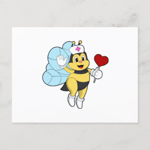 Carte Postale Abeille comme infirmière avec coeur.PNG