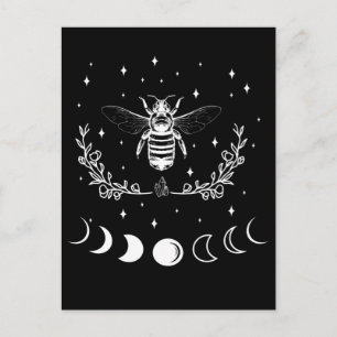 Carte Postale Abeille Croissant Lune Wicca Goth Insect