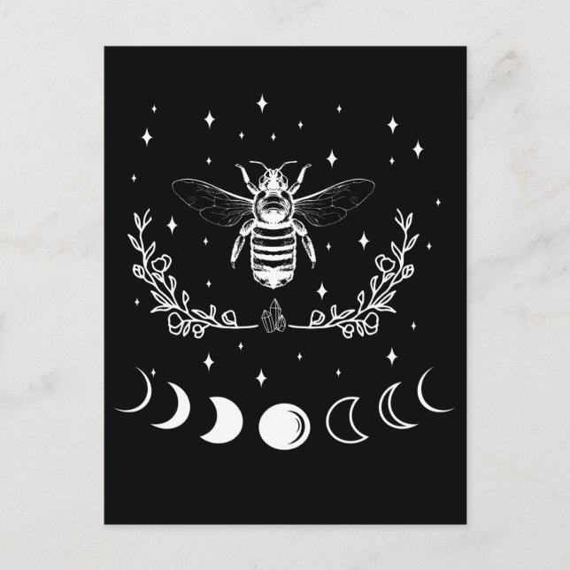 Carte Postale Abeille Croissant Lune Wicca Goth Insect (Devant)