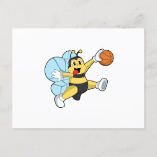 Carte Postale Abeille en tant que joueur de basket-ball avec Bas