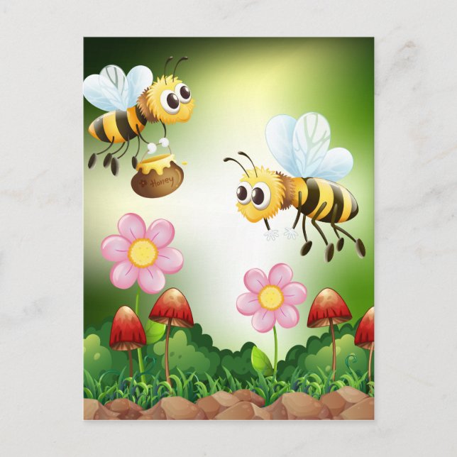 Carte Postale Abeille et miel (Devant)