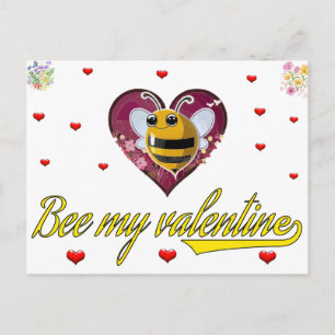 Carte Postale abeille ma valentine mon coeur