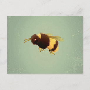 Carte Postale Abeille vintage sur Motif Arrière - plan vert