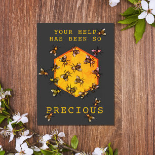 Carte Postale Abeilles à miel Merci personnalisable moderne Noir